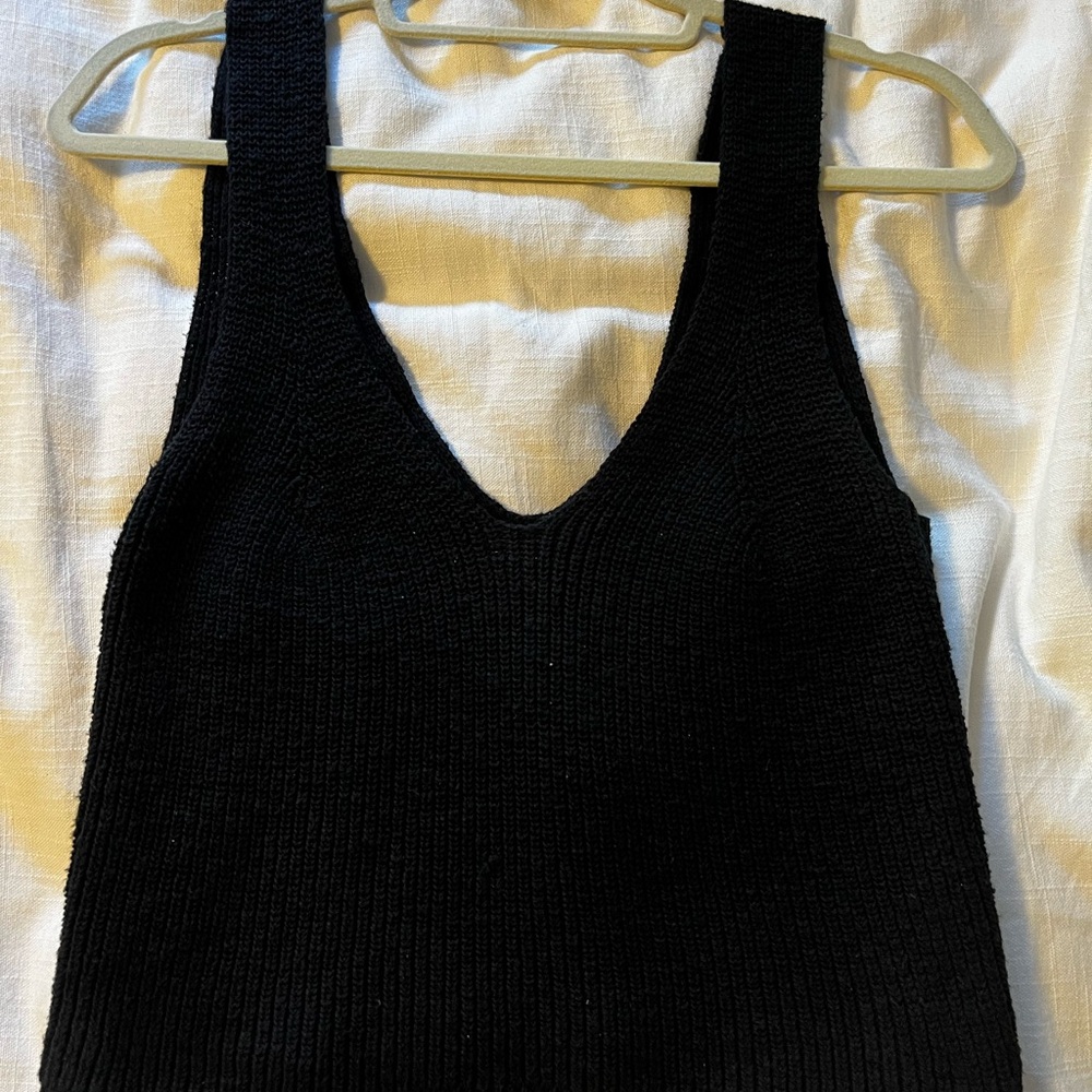 Madewell Black Knit V-Neck Top